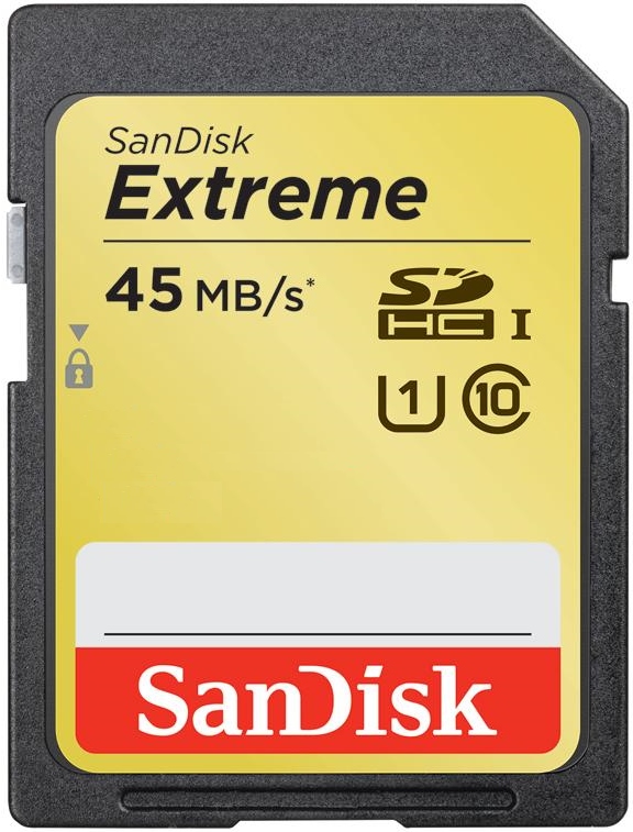 Карта памяти SanDisk Extreme SDHC UHS-I 45MB/s [Extreme SDHC UHS-I 45MB/s 16Gb]