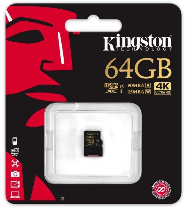 Карта памяти Kingston Gold microSDXC UHS-I U3 [Gold microSDXC UHS-I U3 64Gb]