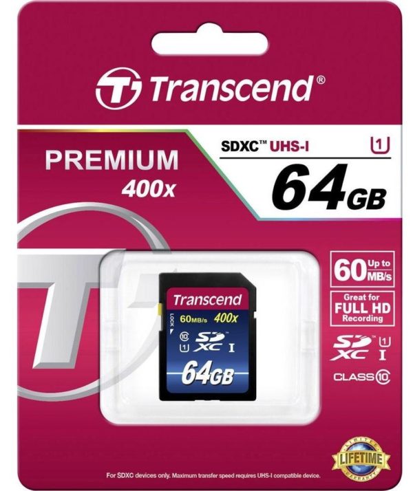 Карта памяти Transcend Premium 400x SDXC Class 10 UHS-I [Premium 400x SDXC Class 10 UHS-I 64Gb]