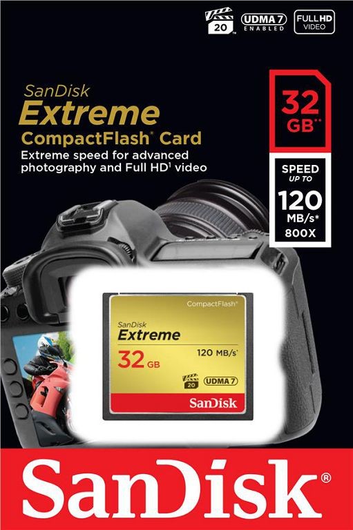 Карта памяти SanDisk Extreme CompactFlash 120MB/s [Extreme CompactFlash 120MB/s 128Gb]